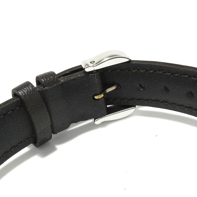 Cartier Watch Tank American SM 18K White Gold External Leather Dark Gray