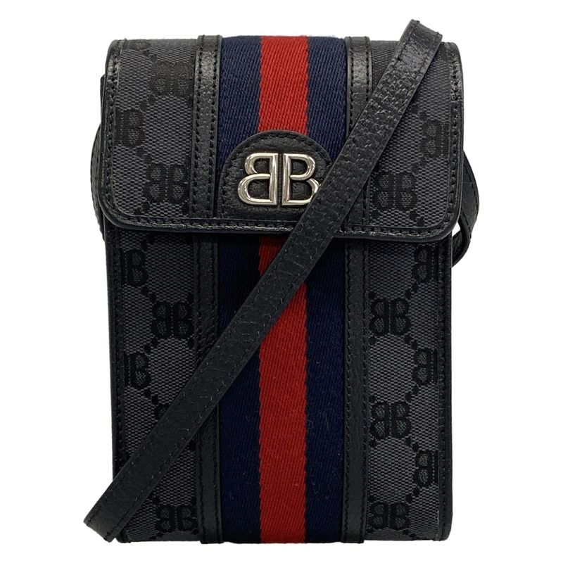 Balenciaga Shoulder Bag the Hacker Project Phone Black Dark Navy Dark X Red