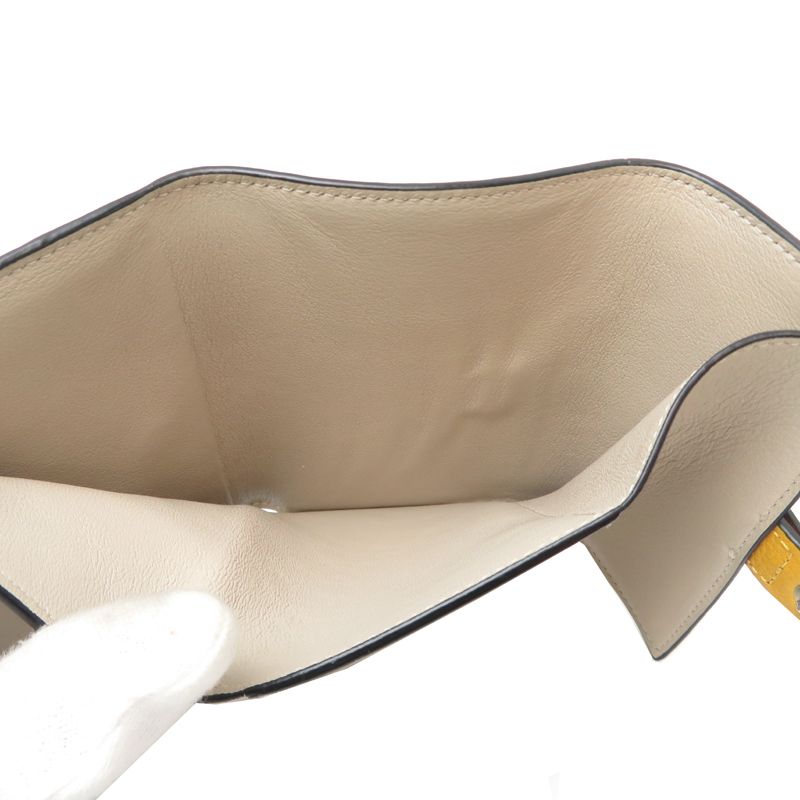 Loewe Trifold Wallet Leather Brown Yellow Greige