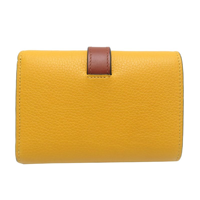 Loewe Trifold Wallet Leather Brown Yellow Greige