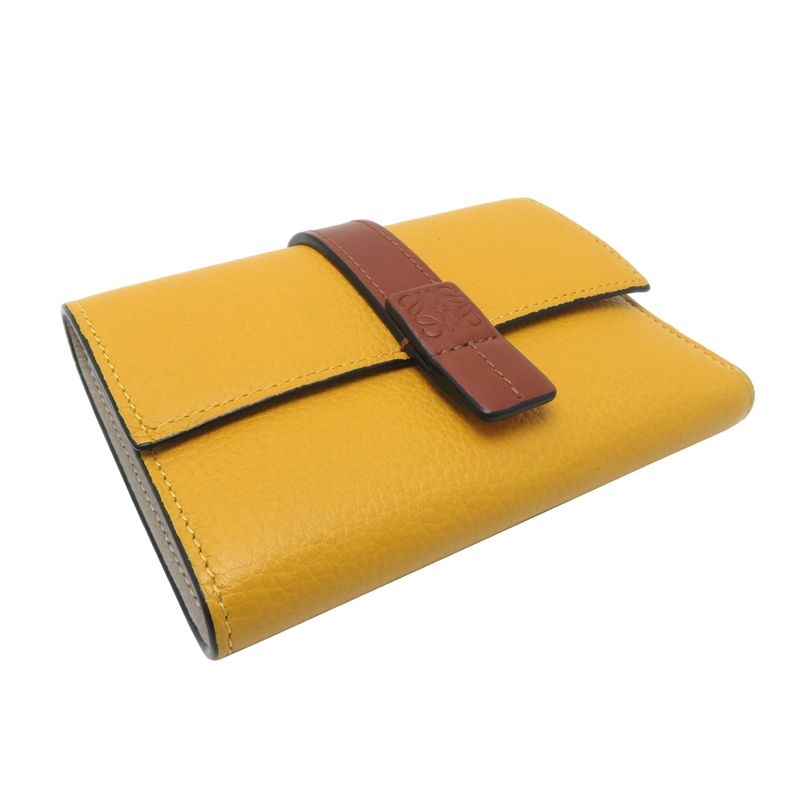 Loewe Trifold Wallet Leather Brown Yellow Greige