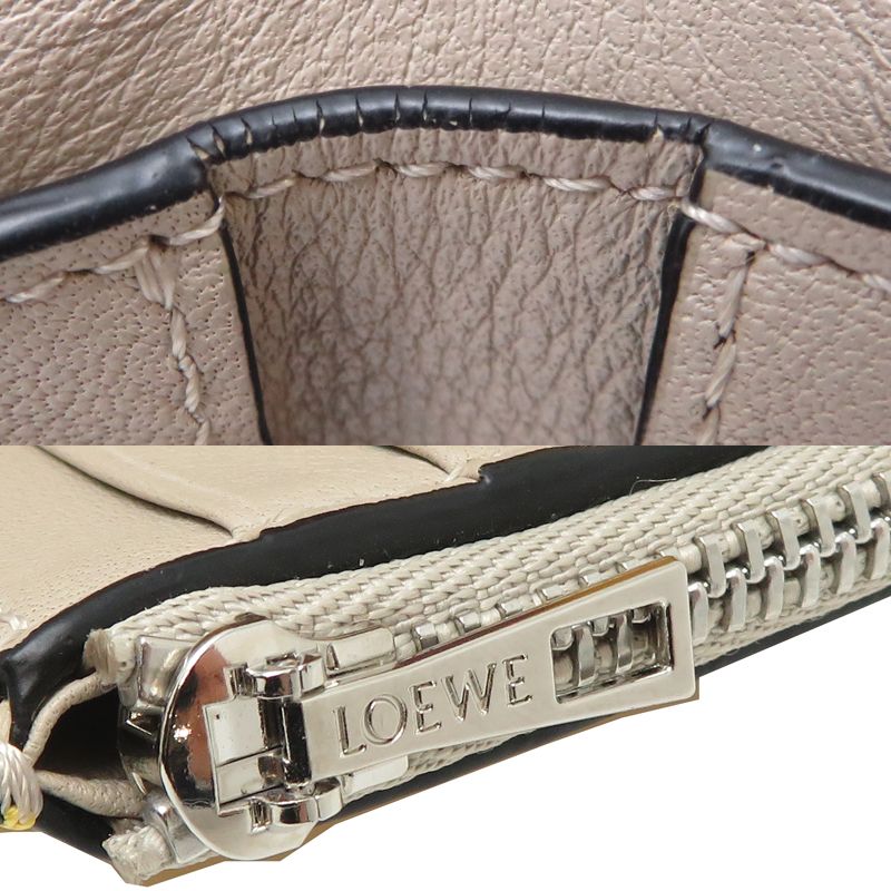 Loewe Trifold Wallet Leather Brown Yellow Greige