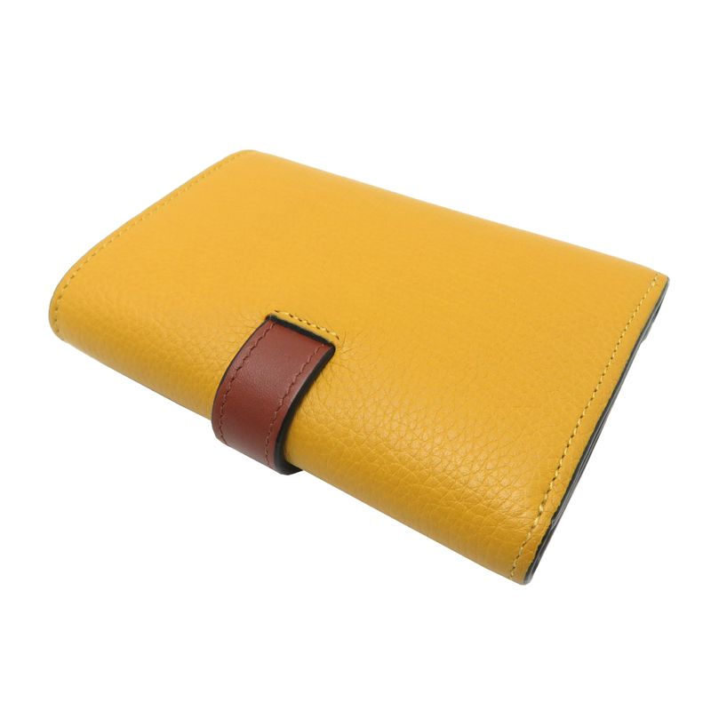 Loewe Trifold Wallet Leather Brown Yellow Greige