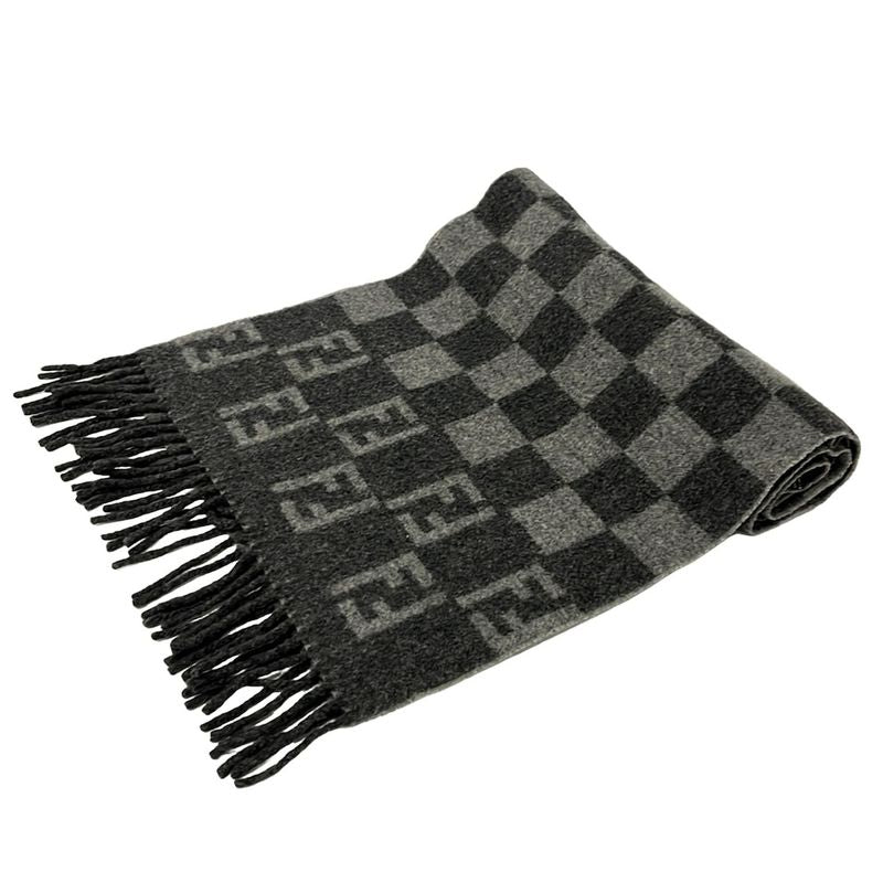 Fendi Scarf Gray Dark Pecan Wool X Dark