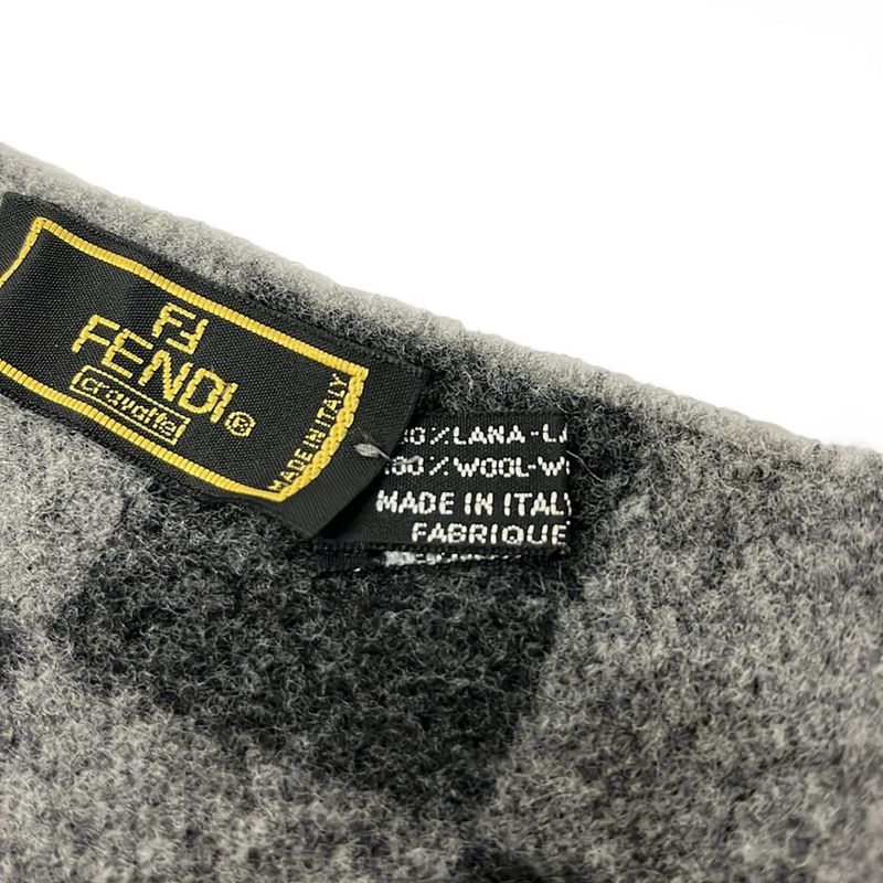 Fendi Scarf Gray Dark Pecan Wool X Dark