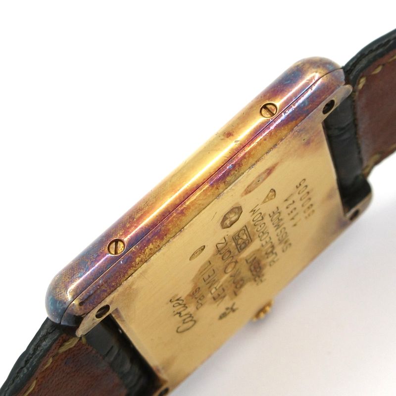 Cartier Watch Must Tank Vermeil 925 Leather Ivory