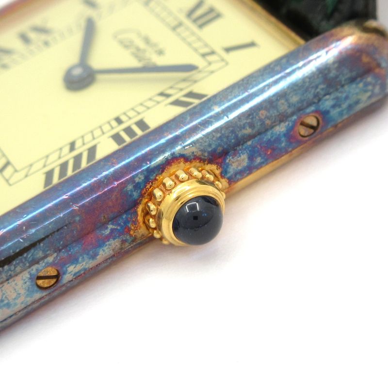 Cartier Watch Must Tank Vermeil 925 Leather Ivory
