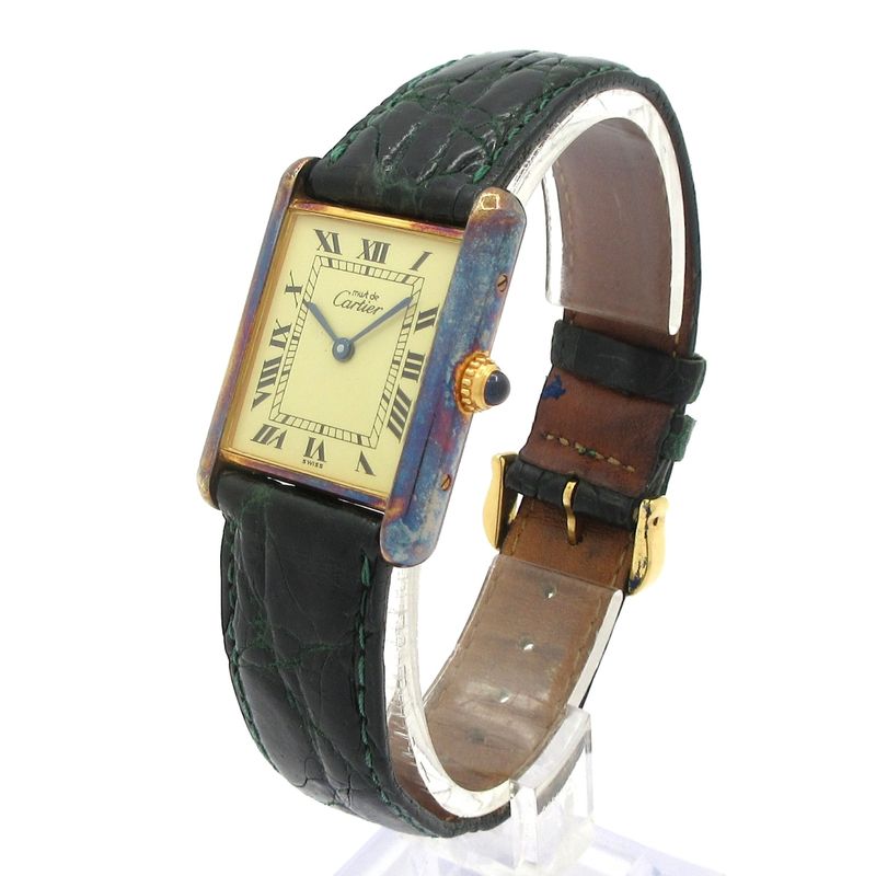 Cartier Watch Must Tank Vermeil 925 Leather Ivory