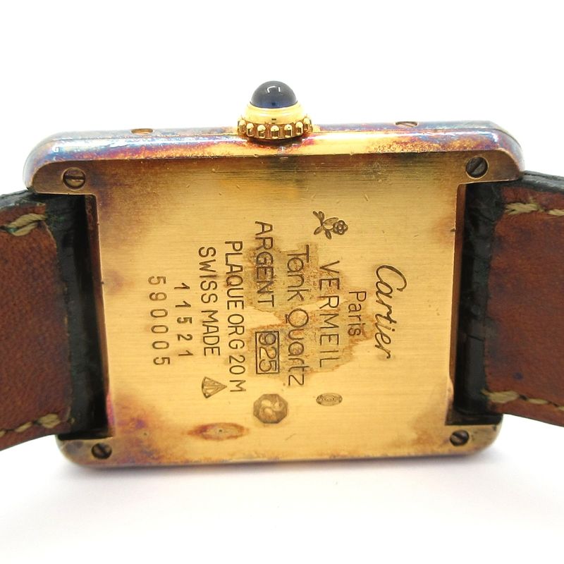 Cartier Watch Must Tank Vermeil 925 Leather Ivory