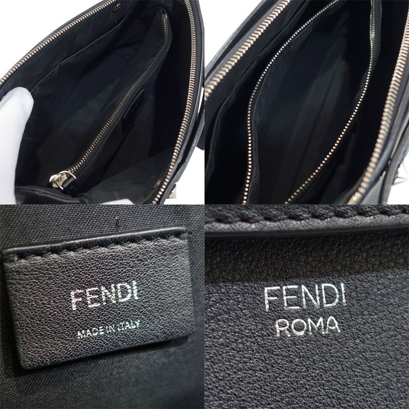 Fendi by the Way Handbag 2-Way Leather Black Silver