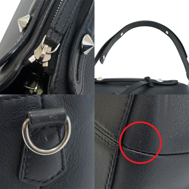 Fendi by the Way Handbag 2-Way Leather Black Silver