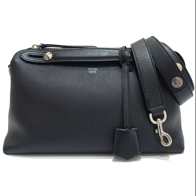 Fendi by the Way Handbag 2-Way Leather Black Silver