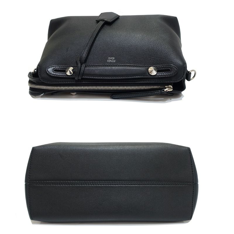 Fendi by the Way Handbag 2-Way Leather Black Silver