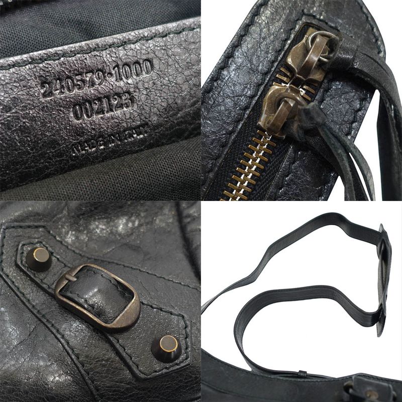 Balenciaga the Town Handbag 2-Way Leather Black Gold