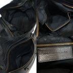 Balenciaga the Town Handbag 2-Way Leather Black Gold