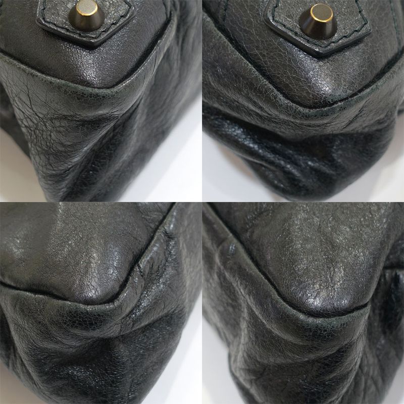 Balenciaga the Town Handbag 2-Way Leather Black Gold