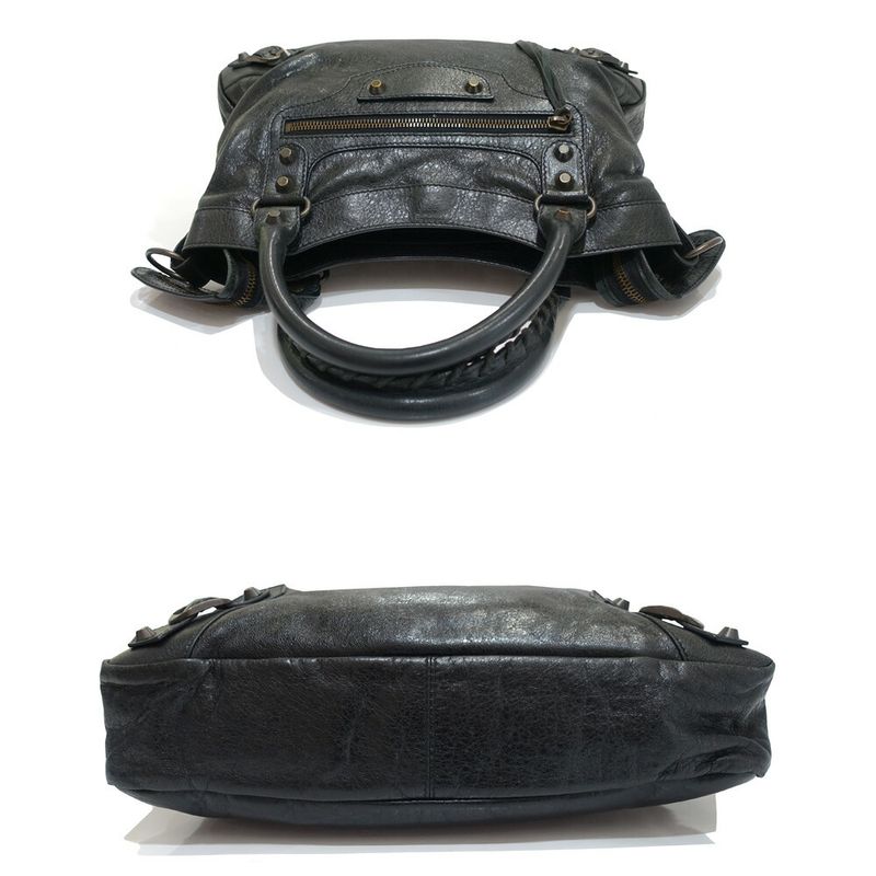 Balenciaga the Town Handbag 2-Way Leather Black Gold