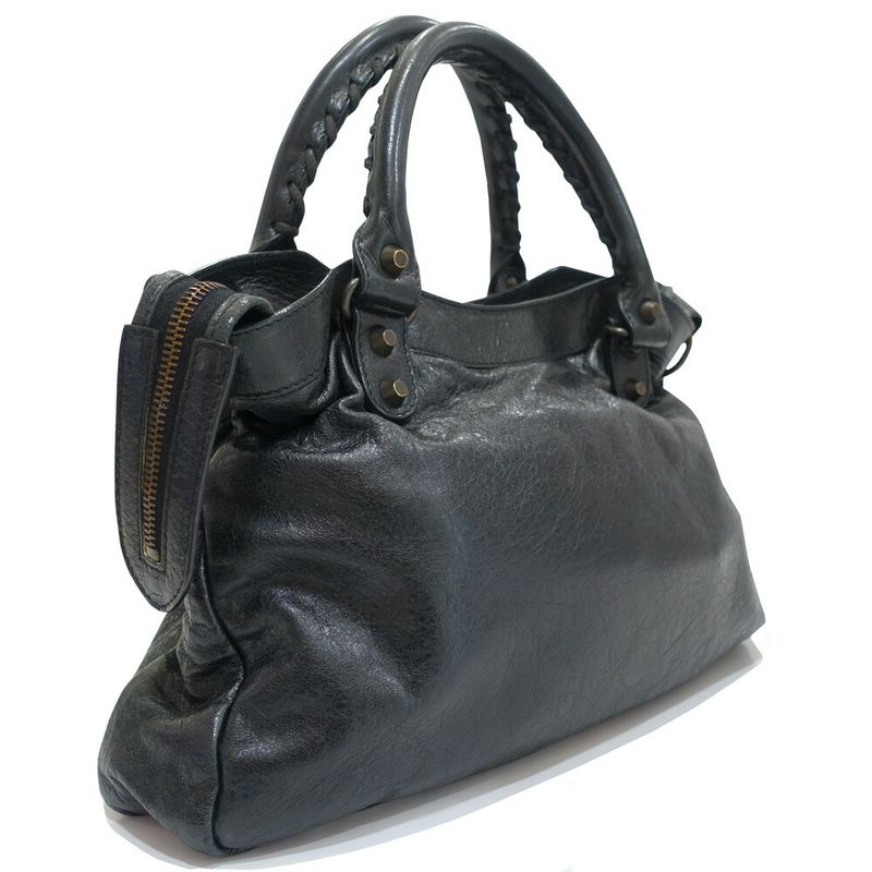 Balenciaga the Town Handbag 2-Way Leather Black Gold