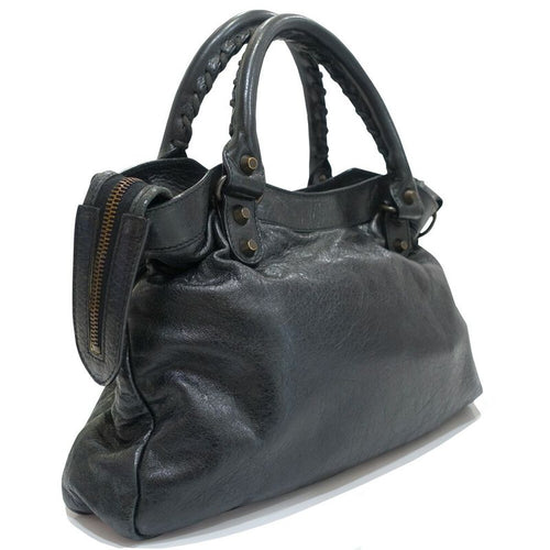 Balenciaga the Town Handbag 2-Way Leather Black Gold