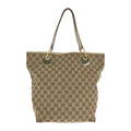 Gucci Beige White Gold GG Canvas Leather Tote Shoulder Bag