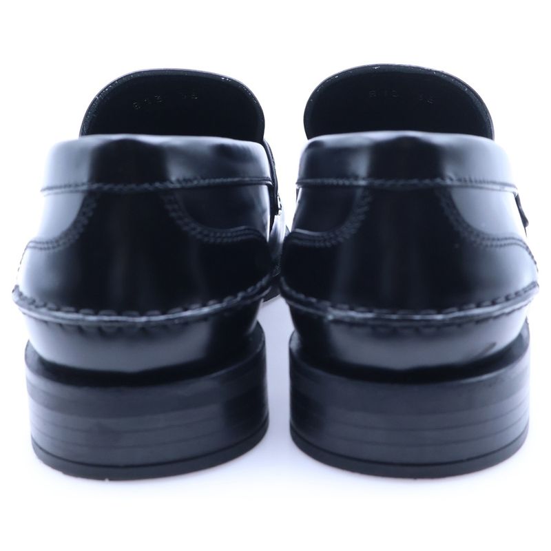 Prada Triangle Logo Brushed Leather Loafers Black Shoes