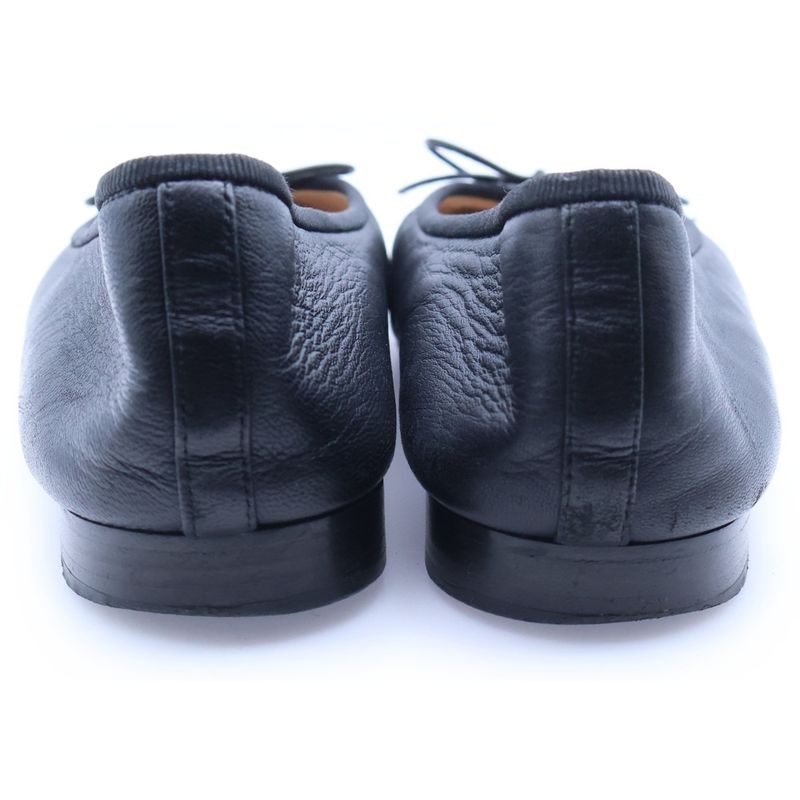 Chanel CC Logo Ballet Shoes Low Heel Flat Black