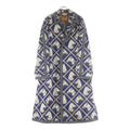 Gucci Leather Studded Lining Hose Print Long Coat Navy