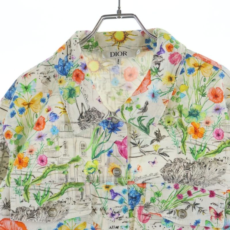Dior All Over Print Denim Jacket White Multi Kids