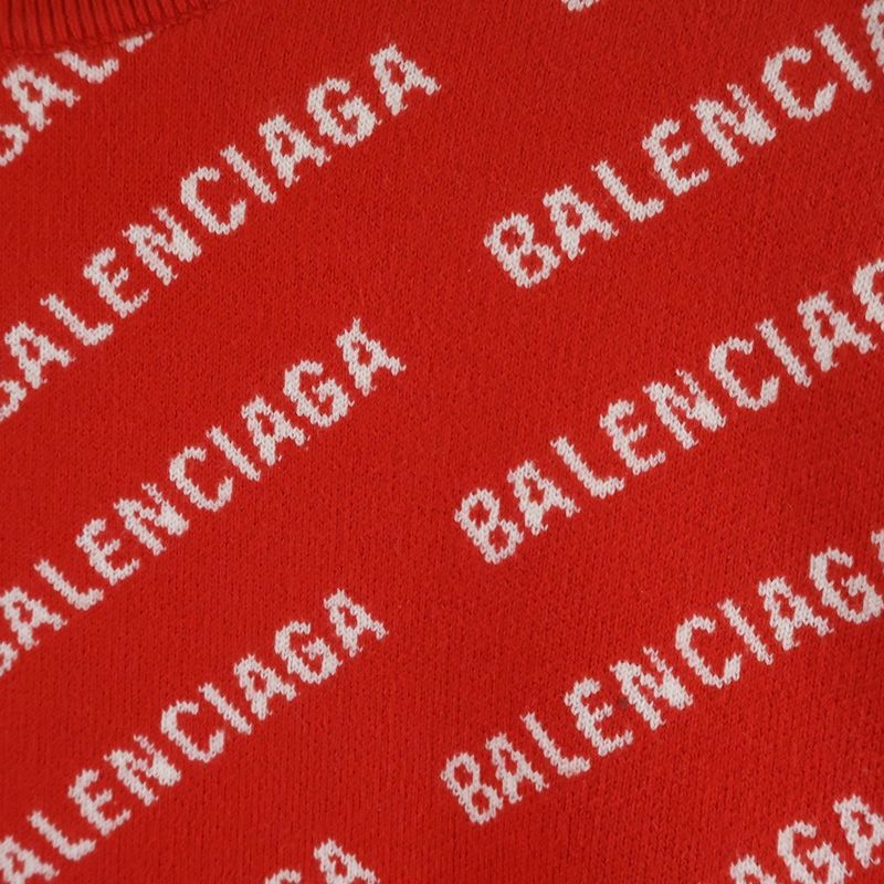 Balenciaga Overlogo Knit Sweater Red