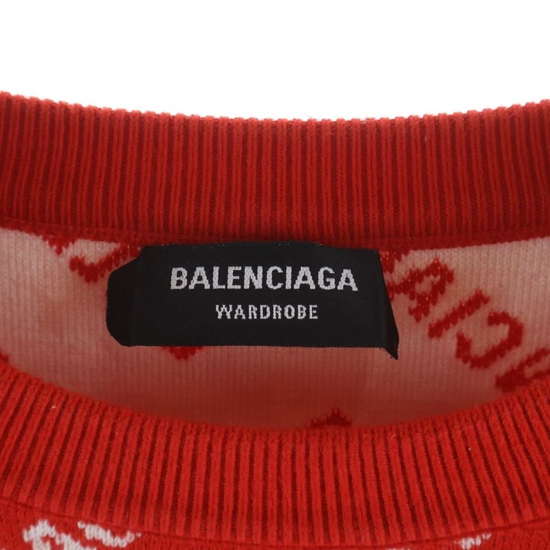 Balenciaga Overlogo Knit Sweater Red