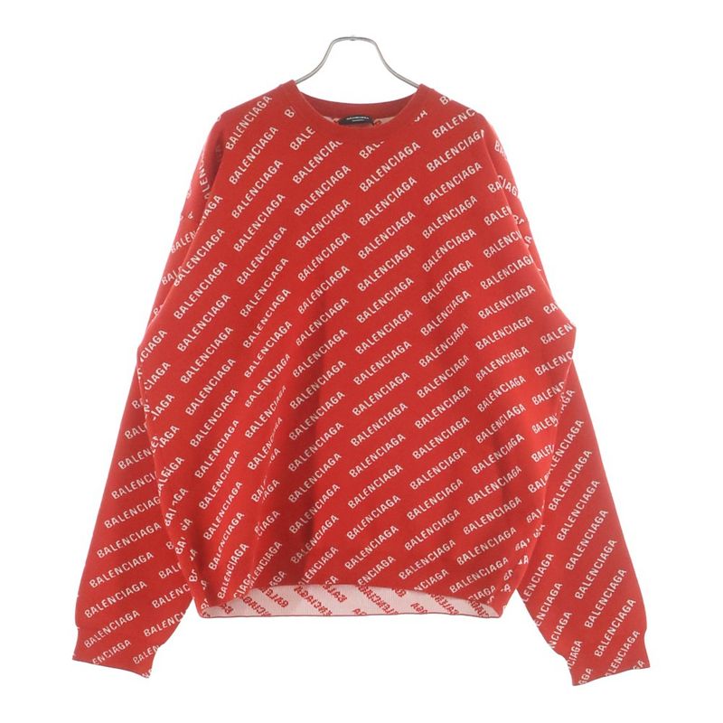 Balenciaga Overlogo Knit Sweater Red