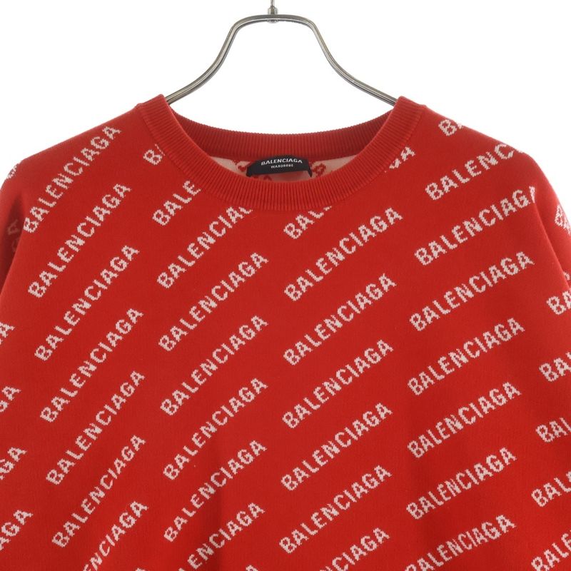 Balenciaga Overlogo Knit Sweater Red
