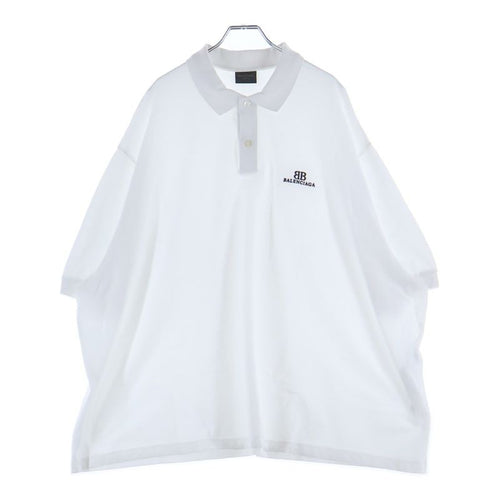 Balenciaga BB Logo Embroidery Oversize Short Sleeve Polo Shirt White