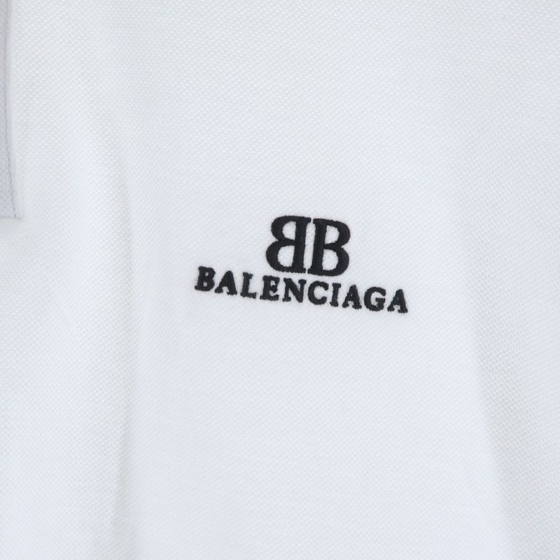 Balenciaga BB Logo Embroidery Oversize Short Sleeve Polo Shirt White