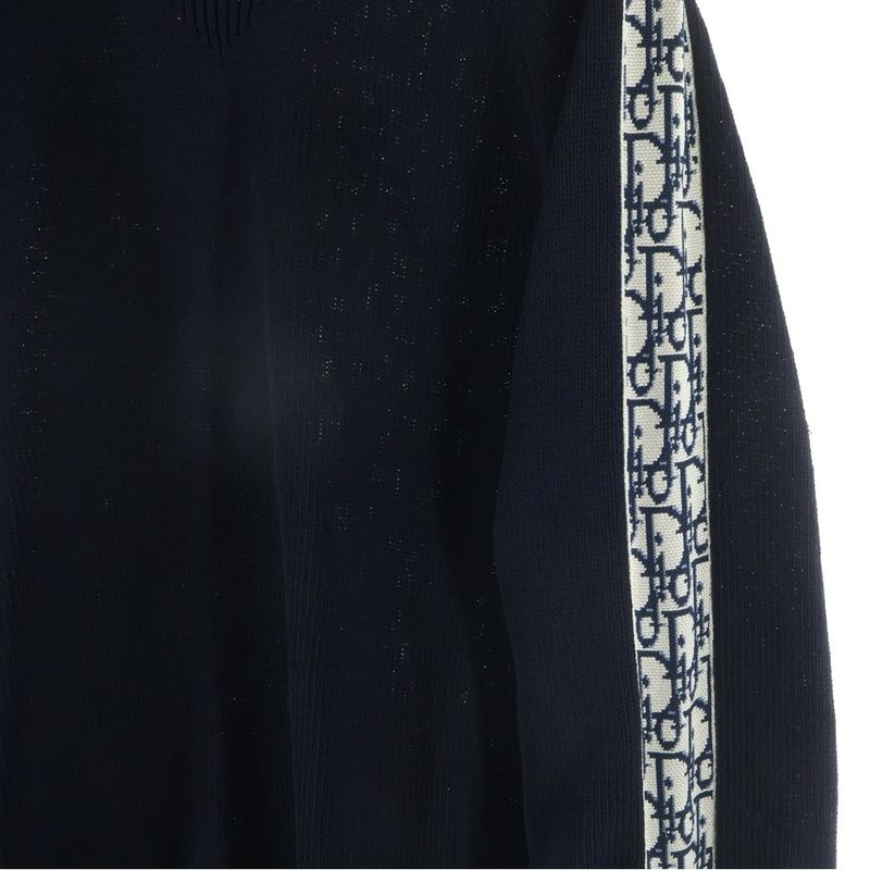 Dior Oblique Klein Cotton Knit Sweater Navy