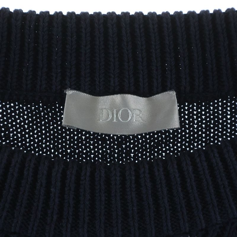 Dior Oblique Klein Cotton Knit Sweater Navy
