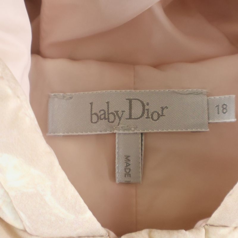 Dior Baby Toile de Jouy Allover Pattern Down Snap Button Romper Gloves