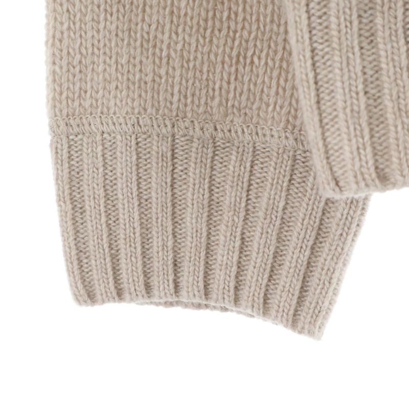 Prada Logo Jacquard Crew Neck Long Sleeve Pullover Sweater Beige