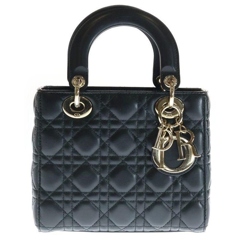 Dior Cannage Myabc Black Small Gold 2-Way Handbag