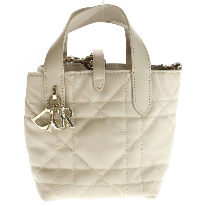 Dior Vertical Nano 2-Way Shoulder Bag Beige Lamb Leather