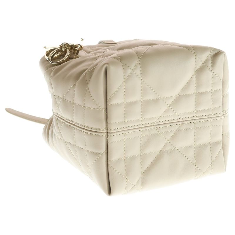 Dior Vertical Nano 2-Way Shoulder Bag Beige Lamb Leather