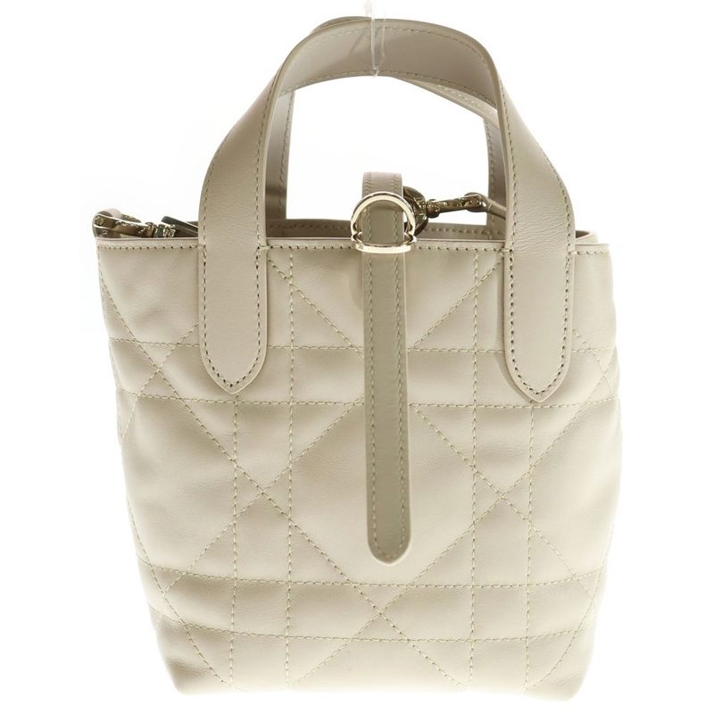 Dior Vertical Nano 2-Way Shoulder Bag Beige Lamb Leather