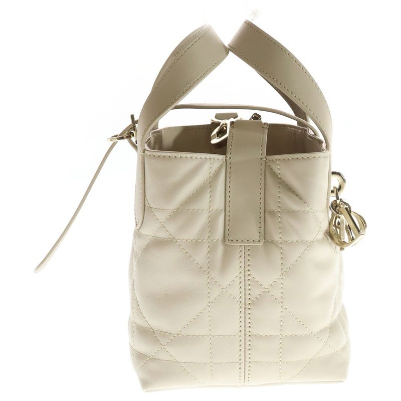 Dior Vertical Nano 2-Way Shoulder Bag Beige Lamb Leather