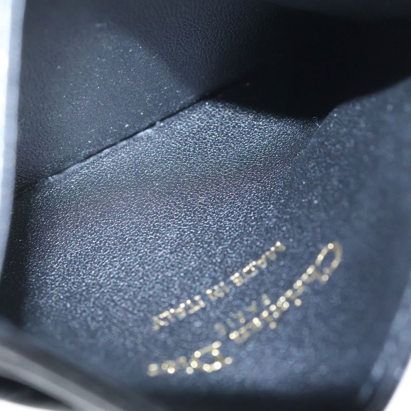 Dior Frisia Card Case Business Holder Black Leather Gold
