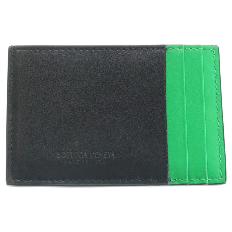 Bottega Veneta Cassette Cles Card Case Business Holder Black Green