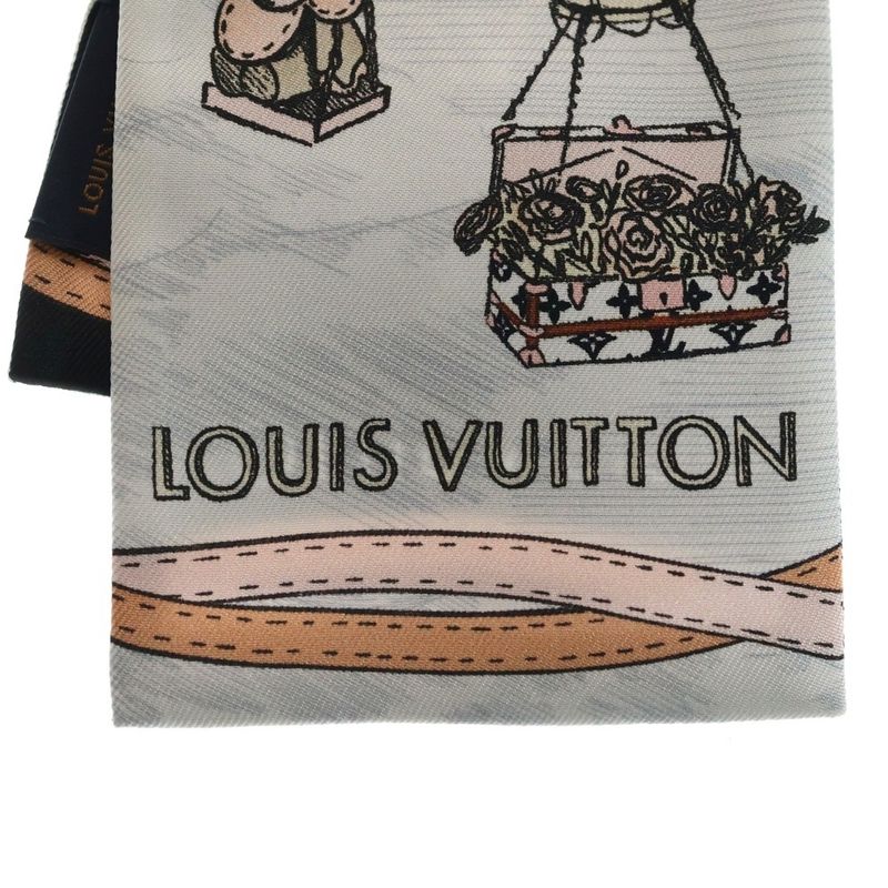 Louis Vuitton Bandeau Up and Away Gray Silk Scarf Black