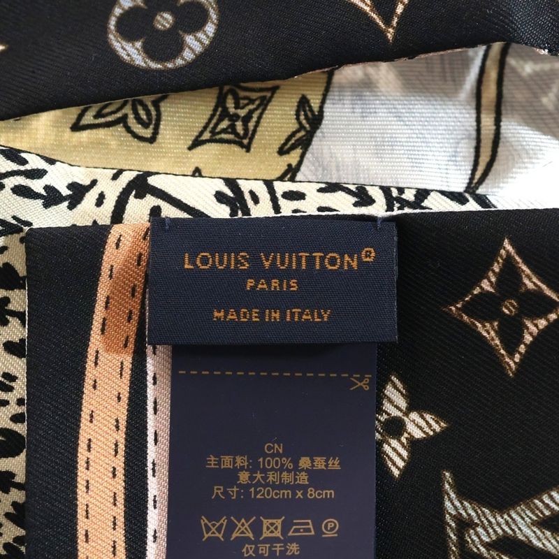 Louis Vuitton Bandeau Up and Away Gray Silk Scarf Black