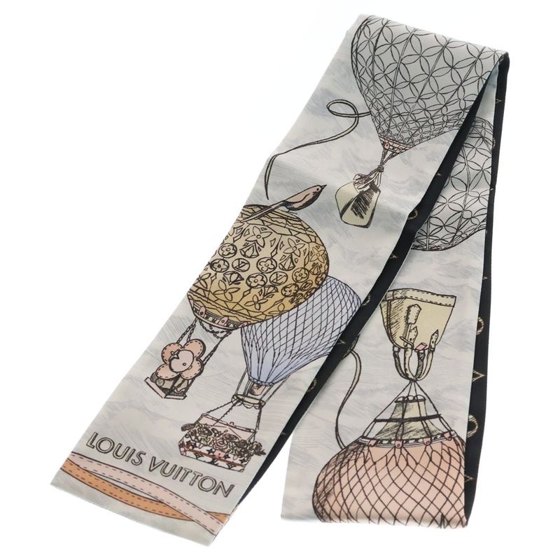Louis Vuitton Bandeau Up and Away Gray Silk Scarf Black