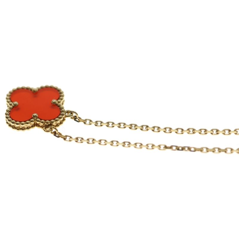 Van Cleef & Arpels Vintage Alhambra Carnelian Necklace 18K Gold