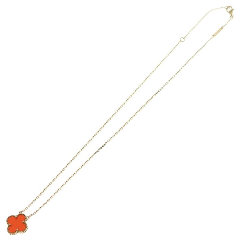 Van Cleef & Arpels Vintage Alhambra Carnelian Necklace 18K Gold